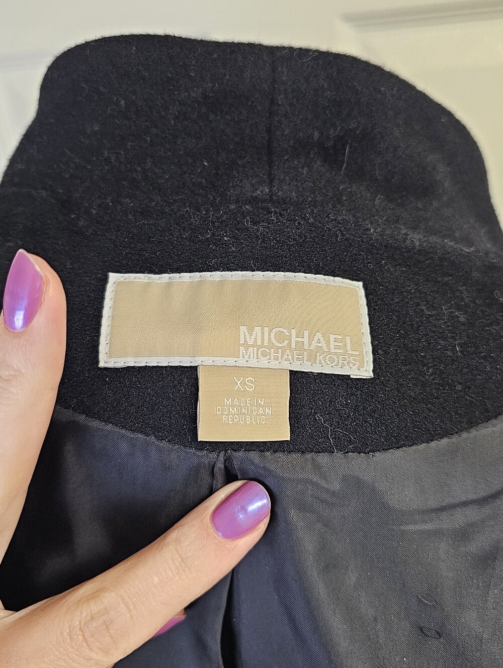Michael Kors Black Women's Asymmetrical Belted Wool Coat, US X-Small - Picture 9 of 12